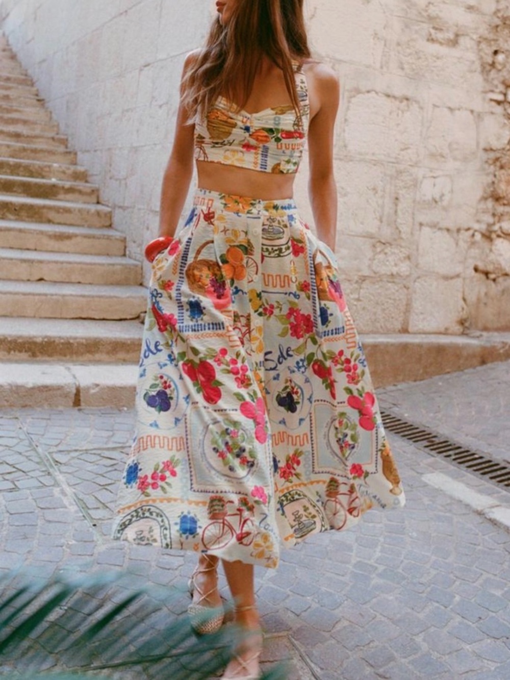 ZARA Patchwork Print Top & Cape Skirt Set | Size M and L | NWOT - Picture 6 of 13
